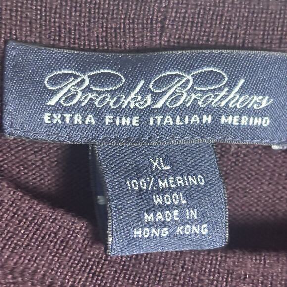 Vtg Brooks Brothers Men’s XL Burgundy Merino Wool Crewneck Sweater - Picture 4 of 11